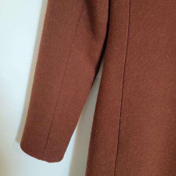 House Of Harlow 1960 Burnt Brown Wool Blend Long Peacoat XS Winter Travel Work - Picture 11 of 16